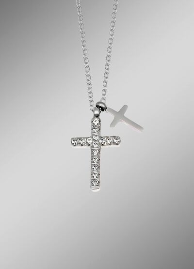 Ausdrucksstarke Halskette mit synth. Zirkonia 