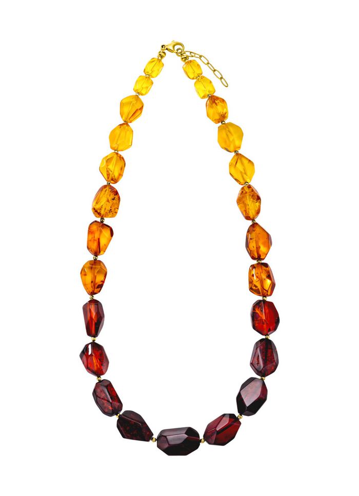 Edle Halskette mit Bernstein und H&auml;matit 