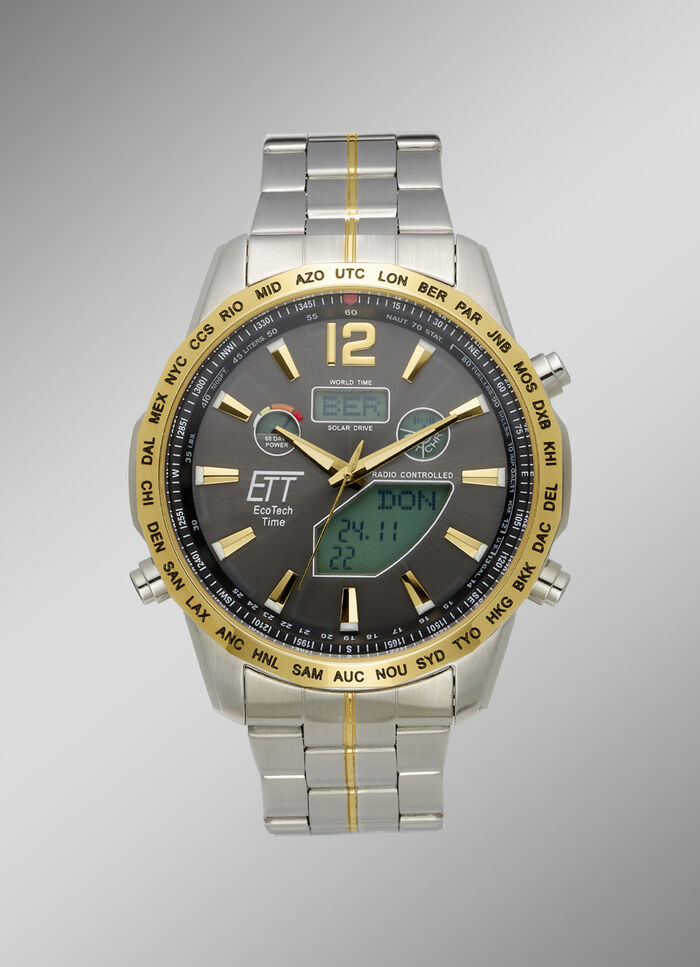 Funk-Solar-Herrenuhr mit Edelstahlbandgehäuse 