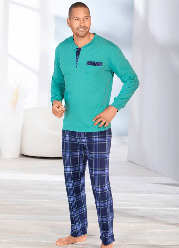 Schlafanzug mit Knopfleiste und offenen Beinabschl&uuml;ssen 