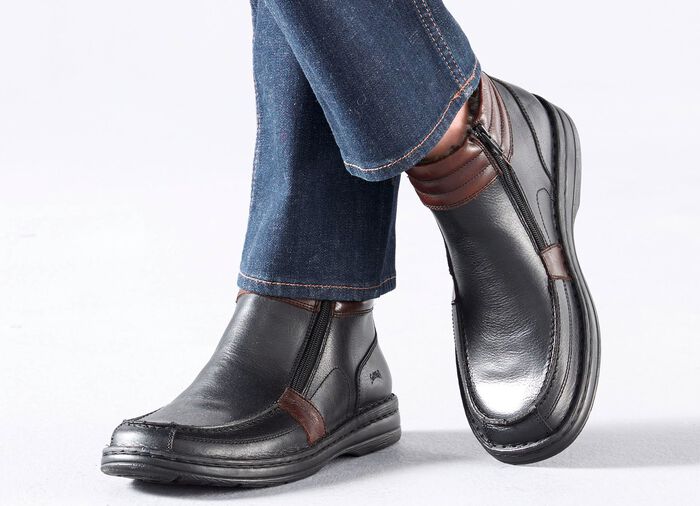 GINO GALANTE, gef&uuml;tterte Herren-Boots, Winterschuhe, mit herausnehmbarem Fu&szlig;bett SCHWARZ-BURGUND