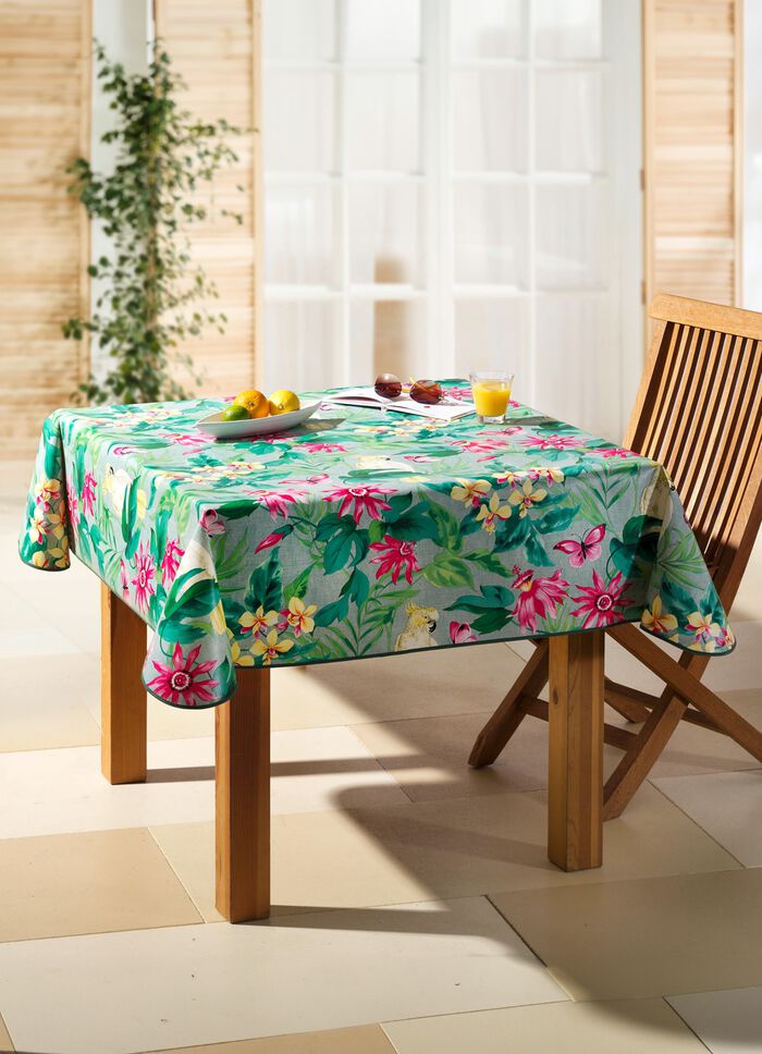 Wachstischtuch mit farblich abgestimmtem Schrägband BUNT