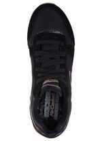 SKECHERS, sportliche Damen-Sneaker, aus Leder, Synthetik und Mesh SCHWARZ-ROS&Eacute;GOLD