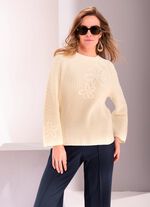 Pullover mit Bl&uuml;tenstickerei 