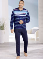 hajo Klimalight-Schlafanzug mit V-Ausschnitt und offenen Abschlüsen 