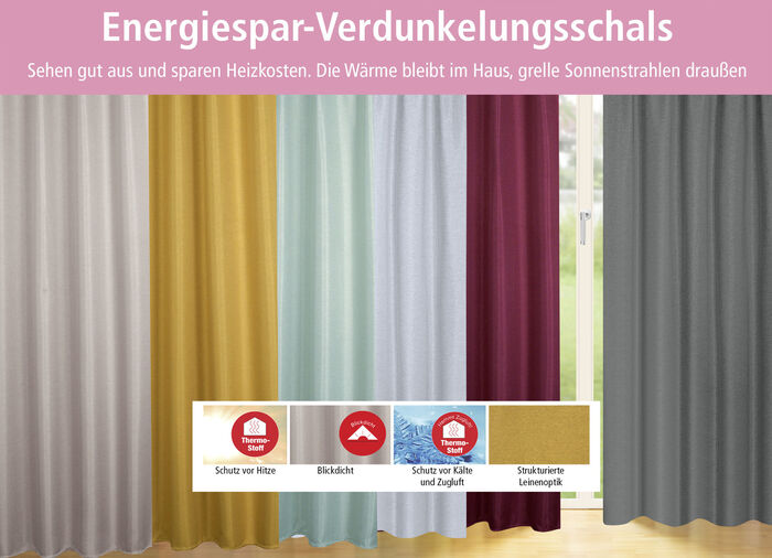 Blickdichter Verdunkelungsschal in strukturierter Leinenoptik CURRY