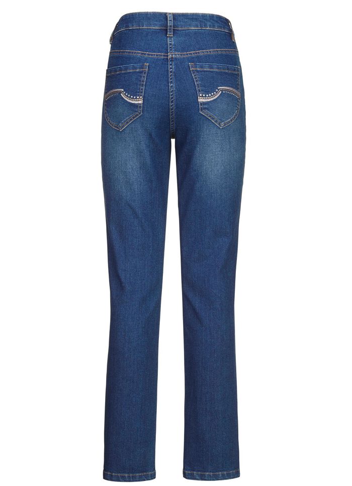Jeans mit sch&ouml;nen Stickereien und funkelnden Strassteinen 