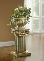 Säule mit Übertopf und echter Blattgoldauflage 