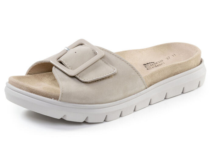 ELENA EDEN, stylische Damen-Pantoletten, Weite H, mit herausnehmbarem Fu&szlig;bett BEIGE
