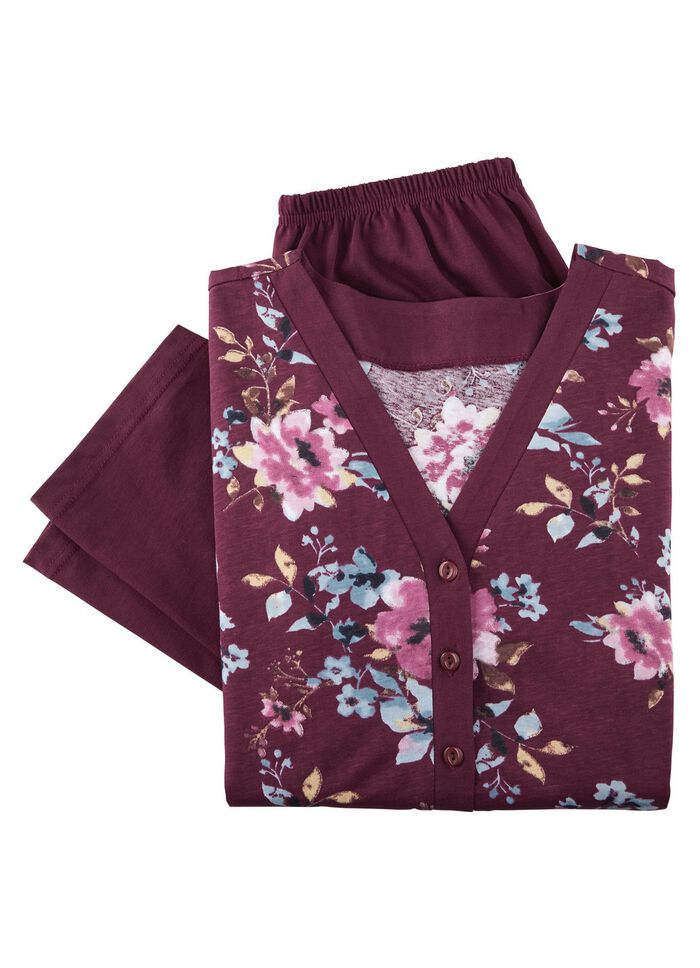 Schlafanzug mit Blende und Knopfleiste sowie langen &Auml;rmeln 