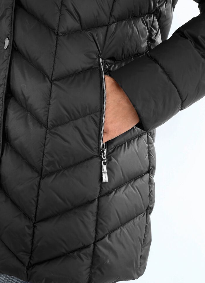 Daunenjacke mit abnehmbarer Kapuze 