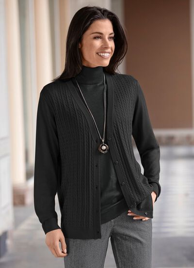 Strickjacke mit Z&ouml;pfchenstruktur 