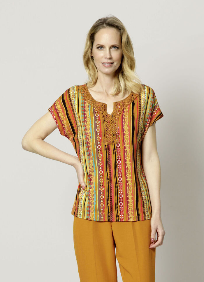 Shirt mit H&auml;kelspitzenbesatz 