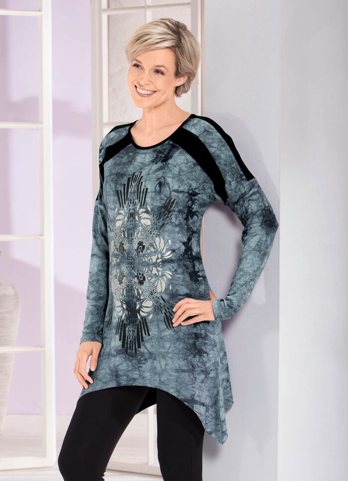 Longshirt in aktueller Batik-Optik in 2 Farben GRAU BATIK