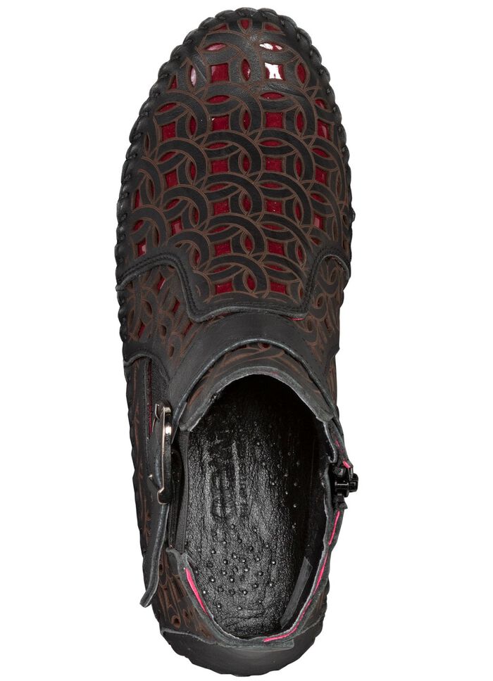 Gemini, sommerliche Damen-Boots, Weite G, mit herausnehmbarem Fu&szlig;bett SCHWARZ-RUBINROT