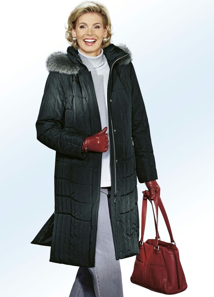 Mantel mit Rei&szlig;verschluss unter der Druckerleiste 