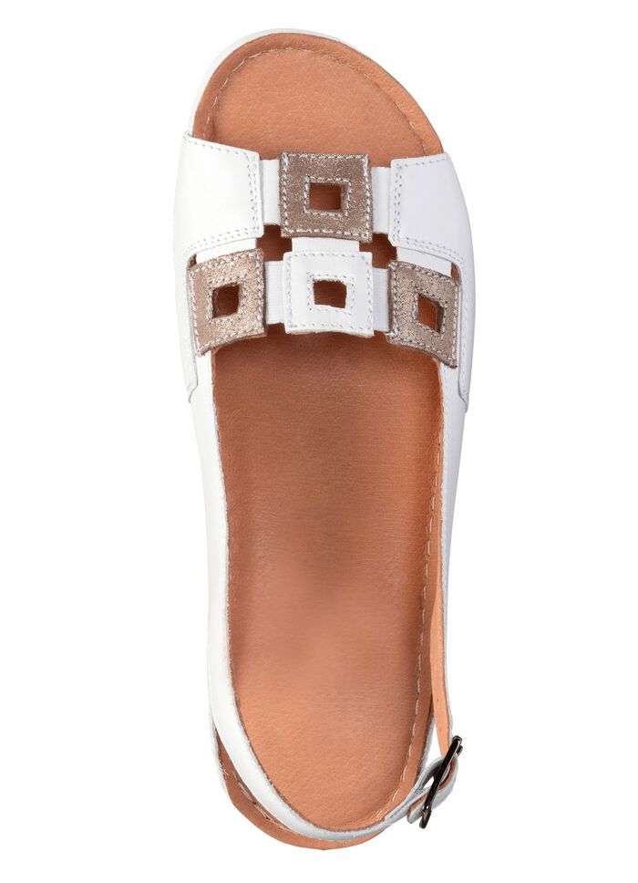 Sandale aus Rind-Nappaleder mit verstellbarem Fersenriemchen WEISS-BRONZE