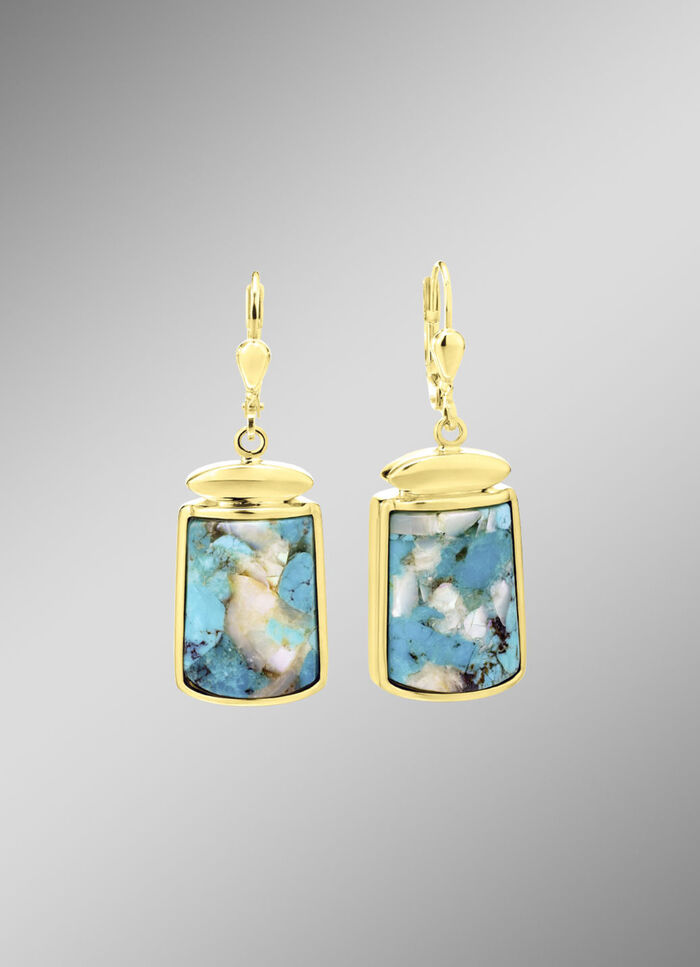 Ohrringe mit beh. Türkis und beh. Perlmutt 