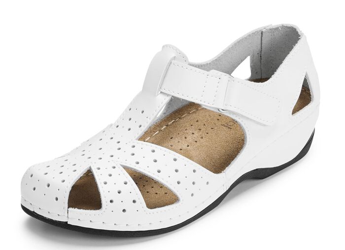 ELENA EDEN, klassische Damen-Sandalen, Weite H, mit Klettverschluss WEISS