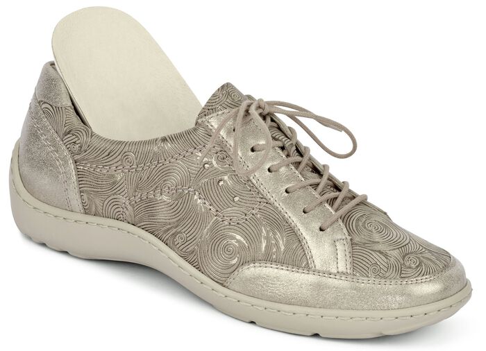 Waldläufer, elegante Damen-Schnürschuhe, Weite H, mit herausnehmbarem Fußbett TAUPE
