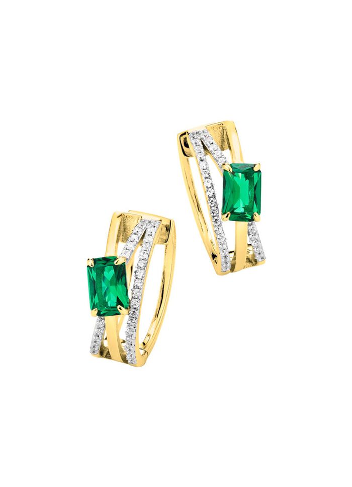 Vergoldete Klappcreolen mit Zirkonia 