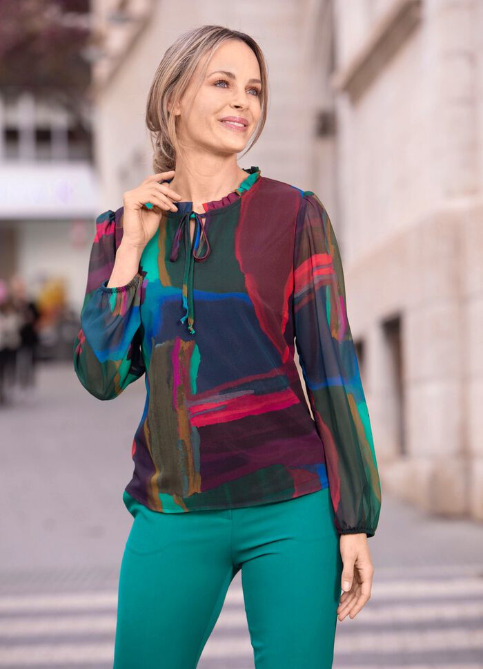 Tunika mit R&uuml;schenkragen 