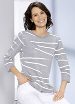 Pullover mit tollem Streifendessin HELLGRAU-WEISS