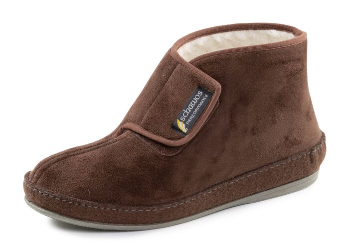 Stiefelette aus Veloursmaterial mit Klettverschluss BRAUN