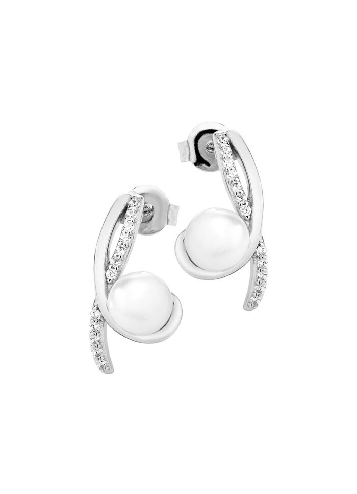 Ohrstecker mit S&uuml;&szlig;wasser-Zuchtperlen und synth. Zirkonia 