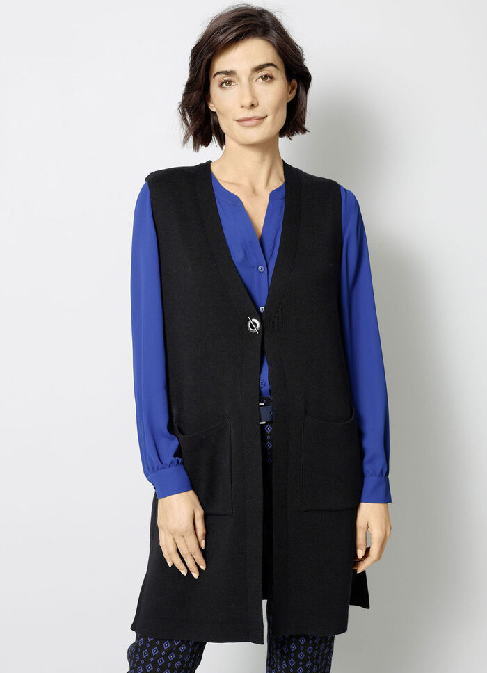 Strickweste mit dekorativem Verschluss SCHWARZ