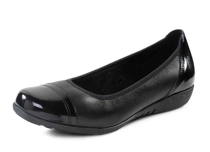 ELENA EDEN, klassische Damen-Ballerinas, Weite G, mit herausnehmbarem Fu&szlig;bett SCHWARZ