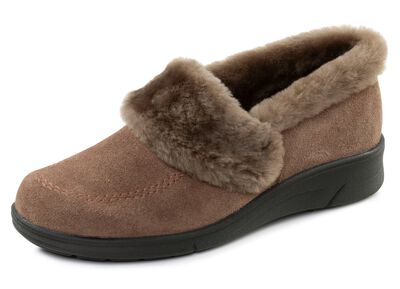 ELENA EDEN, warme Damen-Hausschuhe, Weite H, mit Lammfell 