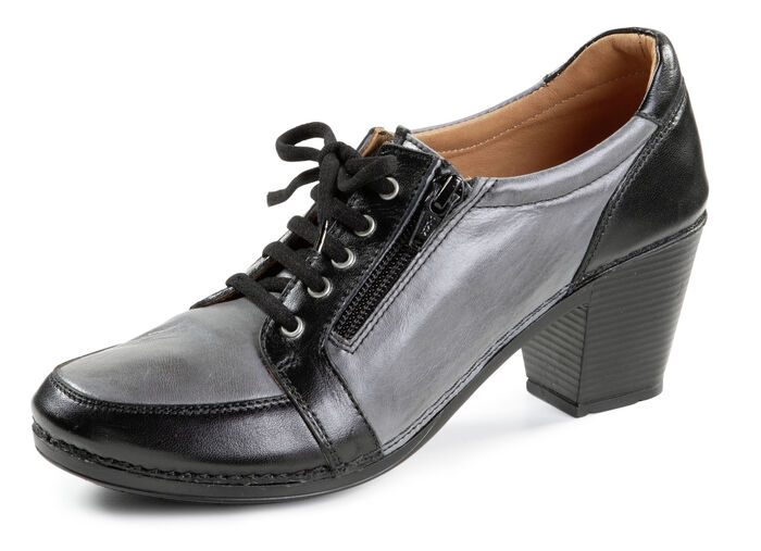 Gemini Schnür-Trotteur aus teilweise schattiertem Nappaleder GRAU-SCHWARZ