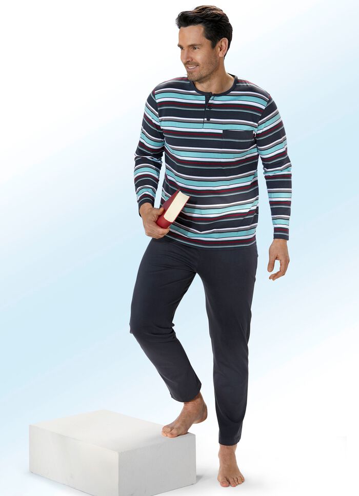 Zweierpack Schlafanz&uuml;ge mit Knopfleiste und garngef&auml;rbtem Ringeldessin 