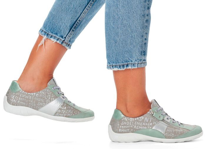 Remonte Sneaker mit bedruckten Bes&auml;tzen MINT-SILBERGRAU