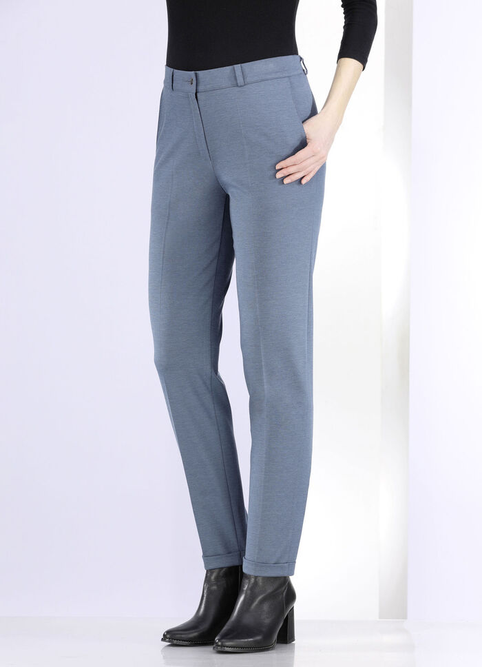 Hose mit rückwärtigem Dehnbundeinsatz JEANSBLAU MELIERT