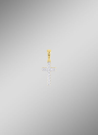 Kreuz-Anhänger mit 12 Diamanten 