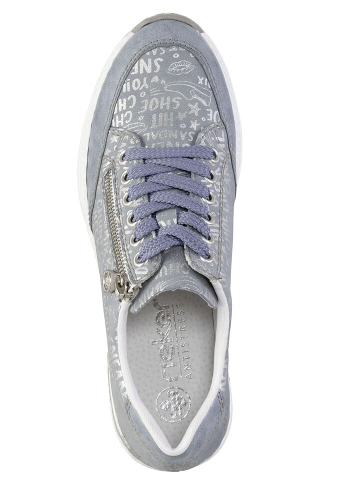 Rieker Schnür-Sneaker aus bedrucktem Synthetikmaterial HELLBLAU-SILBER