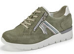 Waldläufer Schnürschuh aus interessantem Materialmix OLIV-WEISS