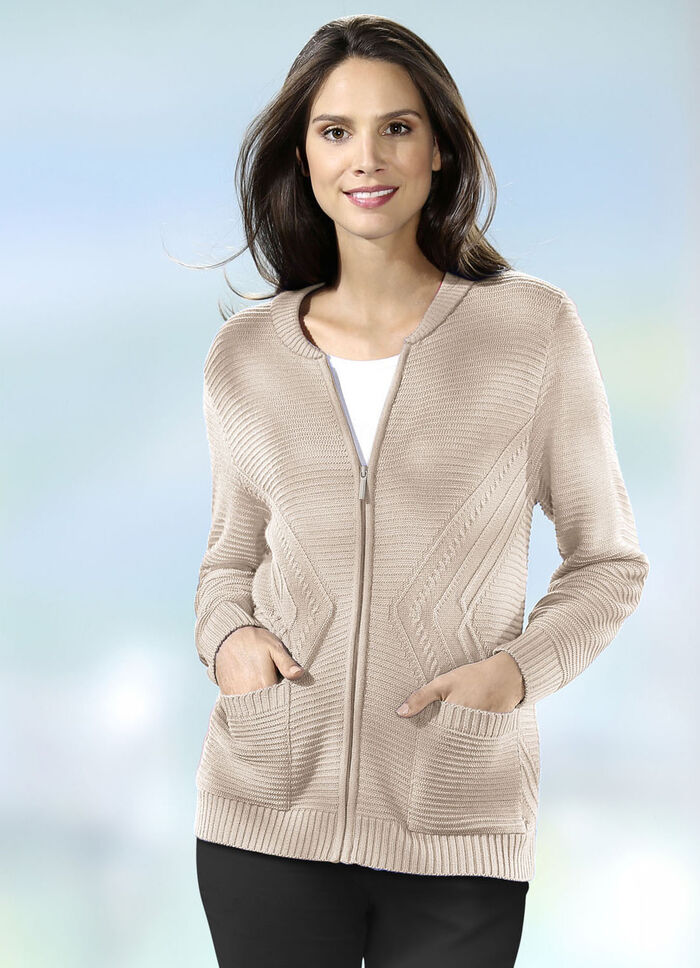 Strickjacke mit Strukturakzenten BEIGE