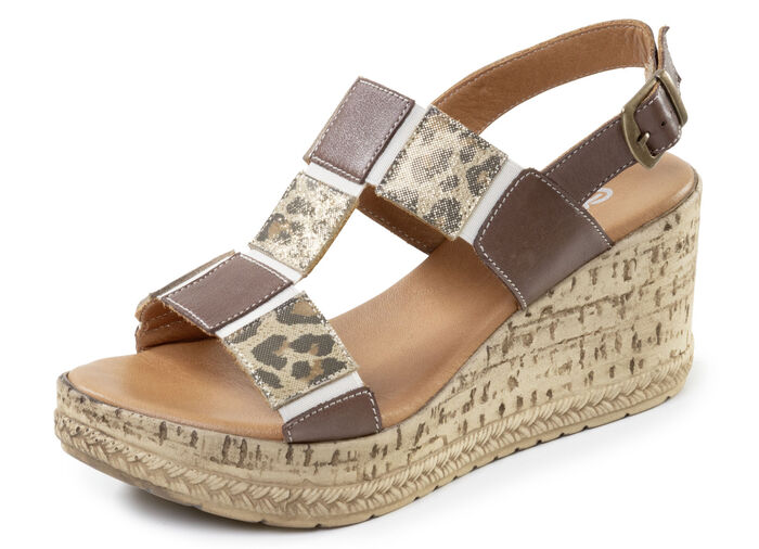 Gemini, trendige Damen-Sandaletten, Weite G, aus Leder BRAUN-BEIGE