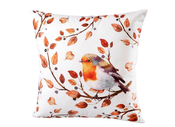 Kissenbezug mit Vogel auf Zweig Motiv 