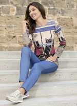 Shirt mit "Katzenmotiv" MULTICOLOR