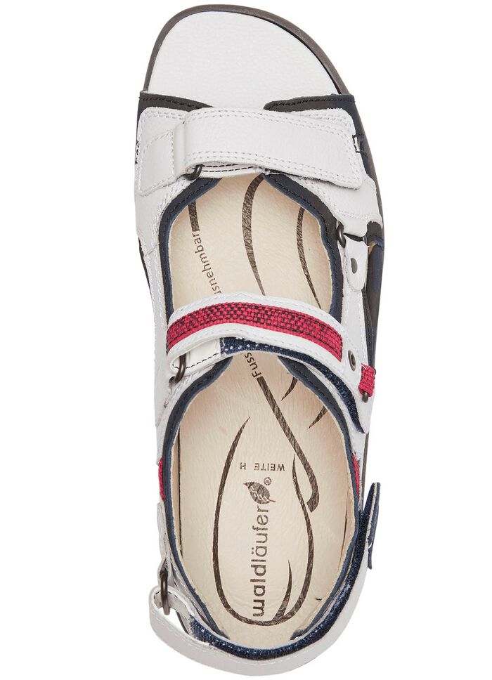 Waldl&auml;ufer, sportliche Damen-Sandalen, Weite H, mit herausnehmbarem Fu&szlig;bett WEISS-BLAU-ROT