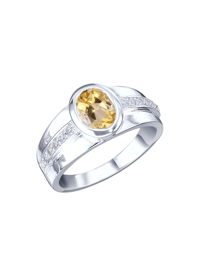 Strahlender Damenring mit echt Citrin und synth. Zirkonia 