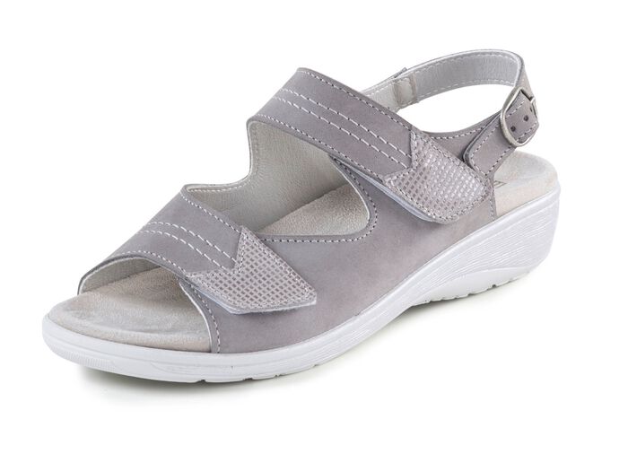 ELENA EDEN, bequeme Damen-Sandalen, Weite G, mit herausnehmbarem Fu&szlig;bett GRAU