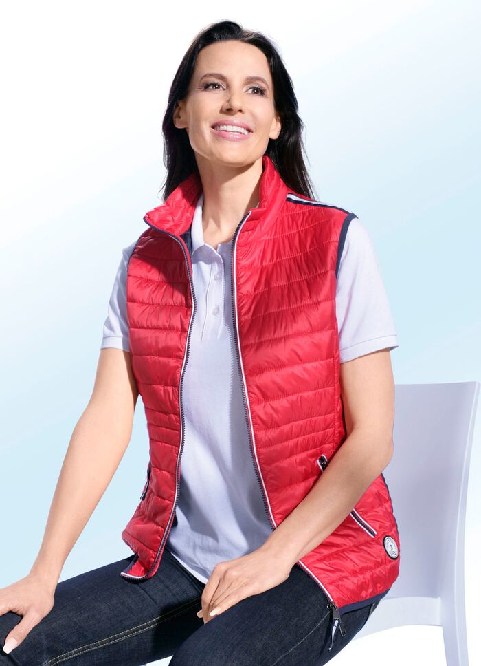 Funktionsweste mit Kontrastpaspelierungen ROT