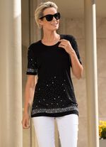 Shirt mit aufwendig gearbeiteter Strasszier in 2 Farben 