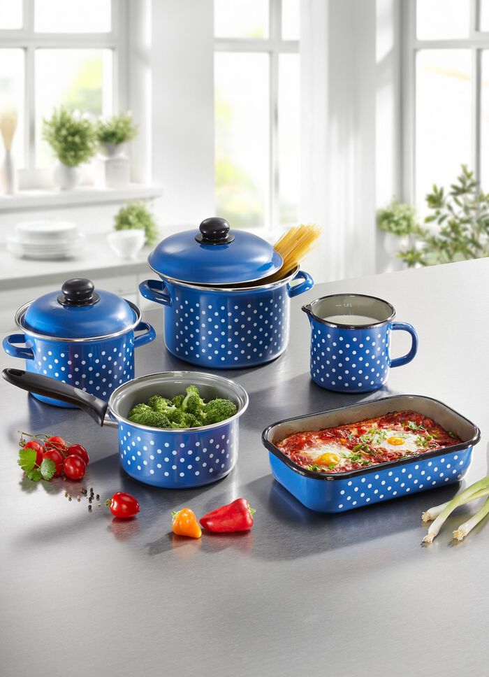 Koch-Set aus hochwertiger Emaillet, 5-teilig 