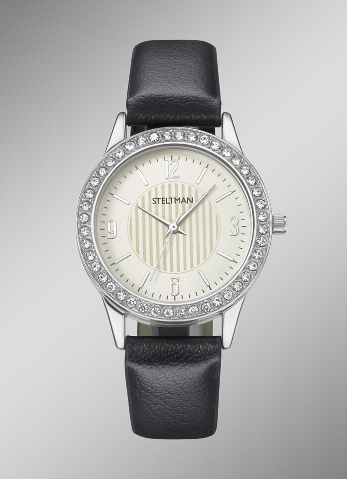 Quartz-Damenuhr mit 3 wechselbaren Lünetten 